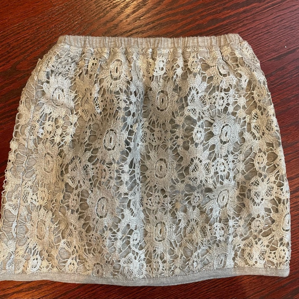 Peek Girl’s Silver Crocheted Mini Skirt 8A